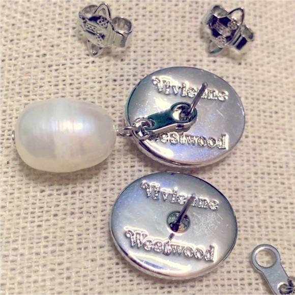 silver pink enamel 2 in one stud or drop earrings - Picture 7 of 9